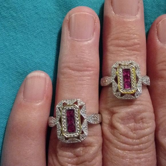 New Art deco simulated ruby ring 925 stamped - Picture 7 of 7